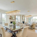 Modern Crystal Chandelier for Dining Room,Gold Luxury Crystal Chandelier,8 Lights Rectangular Rectangle Light Fixture for Living Room Kitchen Island L40''xW10''xH10'' by CozyNest Decor