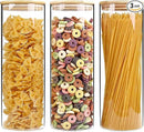 73oz Glass Pasta Storage Jars, Tall Glass Jars with Bamboo Lids, Spaghetti Container, Set of 3, Kitchen Storage Containers for Pasta, Pantry Organizers by CozyNest Decor
