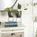 Deco 79 Metal Indoor Outdoor Planter Small Planter Pot with Removable Stand, Set of 2 Planters 12", 9"H, Gray by GreenHaven Gardens
