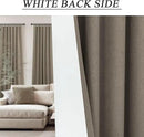 Light Brown Linen Blackout Curtains 96 Inches Long Back Tab Pocket Neutral Earthy Thermal Black Out Curtains for Living Room Sliding Glass Door Burg Floor to Ceiling Window Drapes 2 Panels 8ft Length by CozyNest Decor