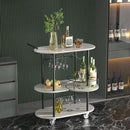 Light Gray Bar Carts with 4-Tier Storage Shelves, Mobile Bar Serving Cart with Wine Rack and Glass Holder, for The Home, Kitchen, Living Room, Dining Room by CozyNest Decor