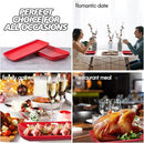 DELLING 3 Pack Rectangular Serving Platter and Trays, 12" Appetizer/Salad/Dessert Plates, Entertaining, Party, Romantic Date, Red by CozyNest Decor