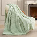 Amélie Home Luxury Striped Faux Fur Throw Blanket for Couch, Embossed Split Fur Cozy Fuzzy Fluffy Luxurious Soft Plush Sofa Chair Bed Gift Blankets for Women Men Wife Friend, 55"x70", Sage Green by CozyNest Decor