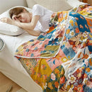 Throw Blanket for Couch Bed, 100% Cotton Muslin 60''x80'' Travel Bed Blankets Mexican Boho Quilt Flowers Blanket Lightweight Blanket Soft Warm Throws Gifts for Women Mom by CozyNest Decor