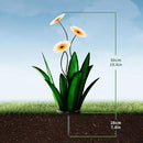 Upgraded Large Metal Yard Art, Metal Agave Plant Yard Decorations Outdoor Sculpture, Metal Flowers for Outside, Waterproof Outdoor Garden Decor (Green + White Flower) by GreenHaven Gardens