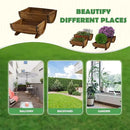 IDZO Solid Acacia Wood Half Barrel Planters Outdoor Set of 2 Different Sizes, Wooden Planters for Outdoor Plants with Metal Bands & Drainage Holes, Legs Included, Brown by CozyNest Decor