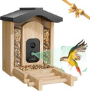 Bird Feeder with Camera, Smart Bird Feeder for Outdoors, Wild Birds Feeders with Solar Panel Bamboo Birds House Camera for Birdlovers, AI Auto Capture Birds & Real-time Notification (Gable) by CozyNest Decor