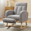NIOIIKIT Nursery Rocking Chair, Corduroy Upholstered Rocking Chair with Adjustable Footrest, Tufted Rocker Chair with Side Pocket, Glider Rocker for Living Room, Bedroom (Gray Casual) by TinyTreasures Baby Boutique