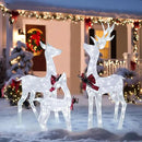 4.5FT Lighted Reindeer Family Set for Christmas Decoration, 3 Pieces Pre-Lit Iridescent Deer Xmas Decor with 200 LED Lights, 3D Glittered Standing Holiday Display for Outdoor, Indoor, White by CozyNest Decor