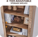 OKD 72'' Tall Bookshelf with Storage, Farmhouse 4 Tier Bookcase with Barn Door, Adjustable Shelves and Drawers, Rustic Wooden Office Bookshelves for Home Bedroom, Living Room, Library (Natural Oak) by CozyNest Decor