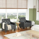 STHOUYN Living Room Chairs Black Leather Accent Chairs Set of 2, Waiting Room Arm Chairs, Reading Chairs for Bedroom Comfy Club Chair Tufted, Office Small Space (2, Black) by CozyNest Decor
