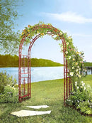 Evergreen Plow & Hearth Arch Metal Outdoor Garden Arbor | Montebello | 7 Feet Tall | Red | Iron Trellis Lattice for Climbing Plants | Wedding | Outdoor Patio Decor (Red) by GreenHaven Gardens