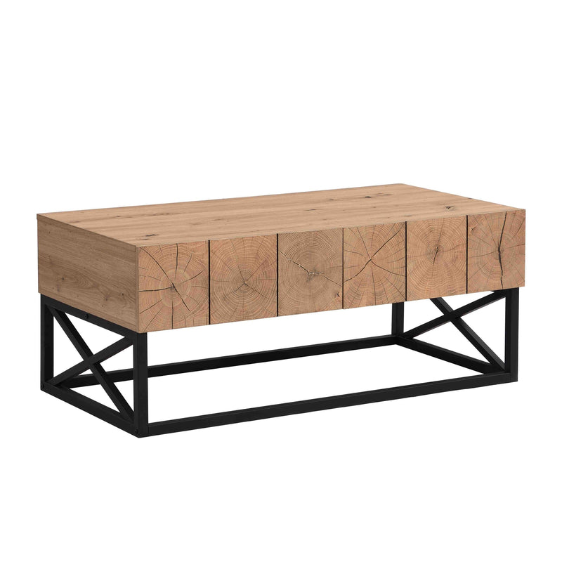 43.31" Luxury Coffee Table with Two Drawers, Industrial Coffee Table for Living Room, Bedroom & Office