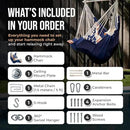 Hanging Hammock Chair Swing – Hanging Chair Outdoor & Indoor - Hammock Swing Chair – Quick & Easy Setup with Hardware Kit – Durable & Spacious Full Body Support – Holds 440 Lbs by GreenHaven Gardens