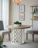 Round Wooden Dining Table With Ornate Cut Out Base - Brown / Antique White by Unique Piece Furniture