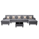 Nolan - Fabric 6 Piece Sectional Sofa With Pillows And Interchangeable Legs by HouseOfZazla