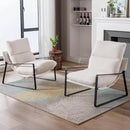 DUOMAY Modern White Sherpa Accent Chair, Comfy Lounge Lazy Chair with Metal Leg, Mid-Century Corner Arm Chair for Living Room Bedroom Office Apartment by CozyNest Decor