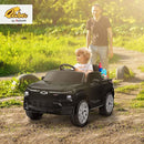 Qaba 12V Kids Ride on Truck, Chevrolet Silverado EV RST Licensed Electric Car with Parent Remote Control, Back Storage, Spring Suspension, Soft Start, Auxiliary Wheels, LED Lights, Music, MP3, Black by TinyTreasures Baby Boutique