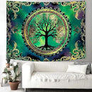 Delur Tree of Life Tapestry Green Nature Bohemian Mandala Spiritual Tapestry Wall Hanging Mystical Landscape Hippie Psychedelic Headboard for Bedroom Living Room Home Decor (51.2" x 59.1") by CozyNest Decor