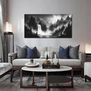 HUBOSKN Waterfall Pictures Wall Decor for Living Room - Mountain Wall Art for Office - Black and White Canvas Wall Art for Bedroom Size 24" x 48" by CozyNest Decor