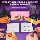 Crochetta Crochet Kit for Beginners, Halloween Decorations, Pumpkin Spider Bat Crochet Animal Kit for Adults and Kids with Step-by-Step Video Tutorials, DIY Knitting(40%+ Yarn) by TinyTreasures Baby Boutique