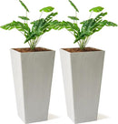 XBrand Modern 28-Inch Square Planter, Modern Tapered Planter Perfect for Indoor & Outdoor, Patio Décor, Set of 2 by CozyNest Decor