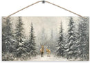 Winter Pine Tree Deer Wooden Sign, 12x6 inches, Rustic Wall Decor for Home, Office or Gifting by CozyNest Decor