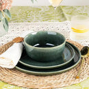 GBHOME Ceramic Dinnerware Sets for 8, 24 Pieces Stoneware Plates and Bowls Sets, Reactive Glaze Dishes -Scratch Resistant, Dishwasher&Microwave Safe, Earth Green by CozyNest Decor