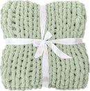 Bigacogo Chunky Knit Throw Blanket for Couch, 40x40 inches, 100% Hand Knitted with Thick Jumbo Chenille Yarn, Cozy Soft Large Rope Knot Cable Crochet Blankets for Sofa Bed Living Room, Sage Green by CozyNest Decor