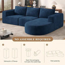Modular Sectional Sofa with L-Shape Chaise,Cloud Sectional Modern Sleeper Couch with Deep Seat,Sponge Compression Sofas No Assembly Required(Blue-Corduroy Fabric) 1PCS by CozyNest Decor