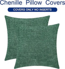CaliTime Throw Pillow Covers Decorative 24 X 24 Inches Pack of 2 Cozy Chenille Cushion Cases for Couch Sofa Bed Living Room Home Dark Green by CozyNest Decor