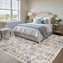 Floral 8x10 Area Rugs for Living Room, Washable Large Bedroom Rug, Soft Non Slip Carpet, Stain Resistant Low Pile Carpets for Indoor Under Table Dining Home Office Nursery, Beige by TinyTreasures Baby Boutique
