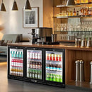 Tylza Back Bar Cooler With 3 Glass Doors, 312L Under Counter Back Bar Refrigerator with LED Lighting, Safety Locks, Counter Height Bar Beverage Cooler for Beer, Soda Drinks, Wine, Black by CozyNest Decor