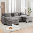 URRED Modular Sectional Sofa Comfy Cloud Couch, Modern Chenille Sofa Sleeper Deep Seat Couches with Ottoman/Pillows for Living Room (Gray, 117'' - U Shape) by CozyNest Decor