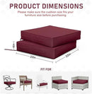 Patio Chair Cushions 22 X 22 X 4 Inch Waterproof Outdoor Seat Cushions for Patio Furniture, Outdoor Sofa Couch Pads with Ties & Handle, Set of 2, Burgundy by GreenHaven Gardens