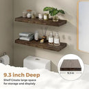 RICHFOCUS Elm Floating Shelves for Wall - 30" W x 9.3" D Rustic Solid Wood Shelves with Invisible Bracket, Wall-Mounted for Living Room, Bedroom, Kitchen Storage & Display, Set of 2, Walnut by CozyNest Decor