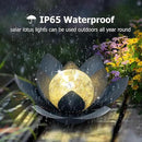 Huaxu Solar Lights Outdoor Garden Decor Crackle Glass Globe Lotus Flower Gray Metal Waterproof Light for Patio, Lawn, Walkway, Tabletop, Ground,Christmas Gifts for Mom,Women by GreenHaven Gardens