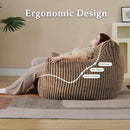 Giant Plush Bean Bag Chair for Adults with Armrests - Oversized Comfy Khaki Beanbag Lounge Lazy Floor Sofa Chair for Living Room, Bedroom & Dorm, Cozy Fluffy Single Cloud Mini Couch by CozyNest Decor