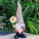 12 Inch Solar Garden Gnome Statue Clearance with Sunflower and Bird's Nest Light – Outdoor High Hat Gnome Sculpture Outdoor Statue for Patio and Garden Decor – Figurine Gift for Gnome Lovers by GreenHaven Gardens