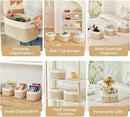 Small Cotton Rope Storage Basket Set of 3-11"x7"x7" Perfect Woven Baskets for Storage, Ideal Storage Baskets for Organizing Toys, Towels, and More - Baskets for Shelves（White & Mixed Camel） by CozyNest Decor