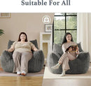 Giant Plush Bean Bag Chair for Adults with Armrests - Oversized Comfy Light Grey Beanbag Lounge Lazy Floor Sofa Accent Chair for Living Room, Bedroom & Dorm, Cozy Fluffy Single Cloud Mini Couch by CozyNest Decor