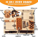 10-in-1 Montessori Busy Board for Toddlers - Safe, Durable Sensory Activity Board with Locks, Shoelaces & More - Perfect Educational Toy Built for Growth & Travel - Recommended for Ages 3 Years & Up by TinyTreasures Baby Boutique