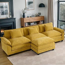 URRED Modular Sectional Sofa Comfy Cloud Couch, Modern Chenille Sofa Sleeper Deep Seat Couches with Ottoman/Pillows for Living Room (Yellow, 117''- L Shape) by CozyNest Decor