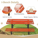 72'' Steel Rectangular Picnic Table for Outdoors, Expanded, Lifetime Picnic Table with Umbrella Hole, Heavy Duty Sturdy Commercial Picnic Tables for Garden Courtyard BBQ, Orange by GreenHaven Gardens