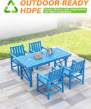 HDPE Patio Dining Set, 5-Piece Outdoor Table and Chairs with Umbrella Hole, Modern Outdoor Dining Set for 4, HDPE Outdoor Patio Furniture Dining Sets for Deck, Poolside, Porch, Sky Blue by CozyNest Decor