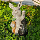 Garden Statues Rabbit Solar Lantern Outdoor Handmade Resin Statue Bunny with Cute Carrot for Patio, Yard,Mother's Day Gift Ideas (rabbit1) by CozyNest Decor