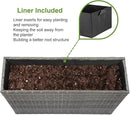 LEWIS&WAYNE Large Rectangular Block Planter Box Handmade Wicker Tall Planters for Outdoor Plants with Removable Liners Modern Planter for Indoor Outdoor Patio Deck - Gray, 38''x11''x30'' by GreenHaven Gardens