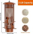 Metal Squirrel Proof Bird Feeder,Bird Feeders for Outdoors,Weight Activated Squirrel Proof Wild Bird Feeders with Finch Cardinal Chickadee,Large Capacity,Weatherproof and Durable,Reddish Brown by GreenHaven Gardens
