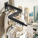 Drying Rack Clothing, Retractable Clothes Drying Rack,Wall Mounted Laundry Rack, Laundry Drying Rack Wall Mount,Collapsible Clothes Rack,can Fold Upward & Left & Right,Black Color by CozyNest Decor