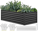 YITAHOME 72x36x24 in Galvanized Raised Garden Bed Kit, Large Metal Planter Box with Gloves & Support Rod, Outdoor Flower Bed for Plants Vegetables, Black by GreenHaven Gardens